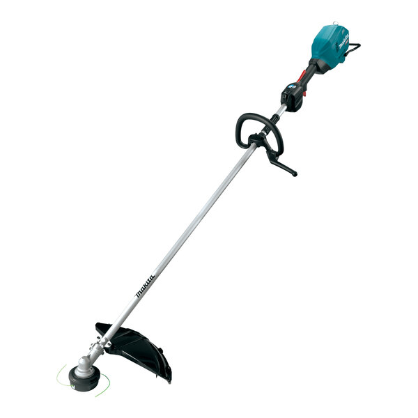 A close-up of a Makita 40V Max XGT cordless string trimmer with a handle.