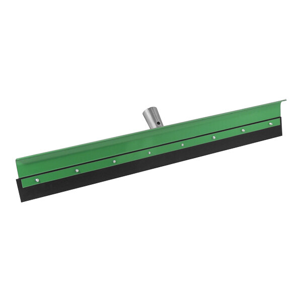 A green and black Unger AquaDozer Max floor squeegee with a straight plastic handle.