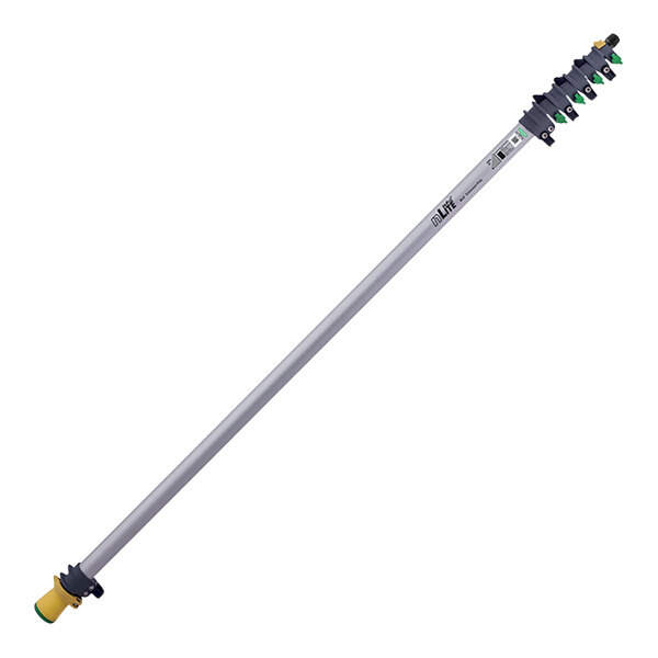 An Unger aluminum pole with green and yellow tips.