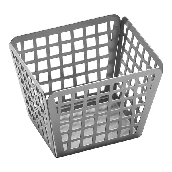 An American Metalcraft stainless steel rectangle fry basket with a grid pattern.