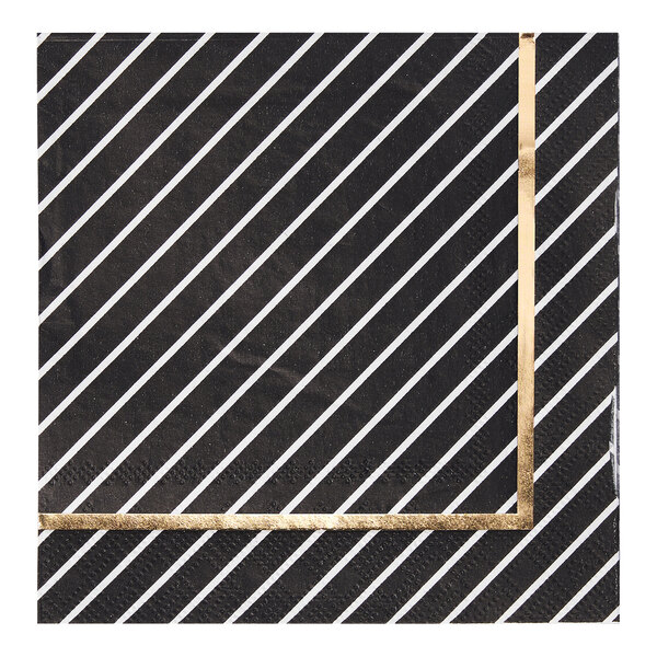 A black and white striped Sophistiplate paper cocktail napkin.