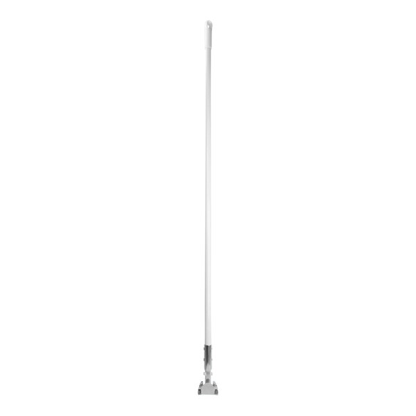 A white metal pole with a long white pole on top.