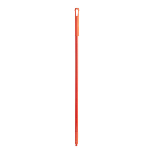 An orange threaded fiberglass stick with a handle on it.