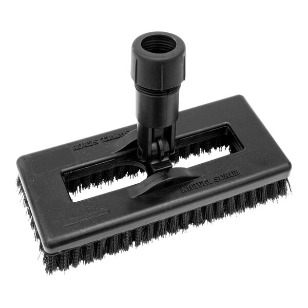 A close-up of a Carlisle black plastic brush with a handle.