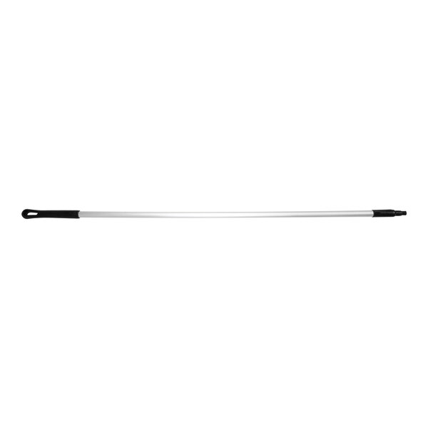 A long silver and black Carlisle Sparta aluminum broom/squeegee handle with a black tip.