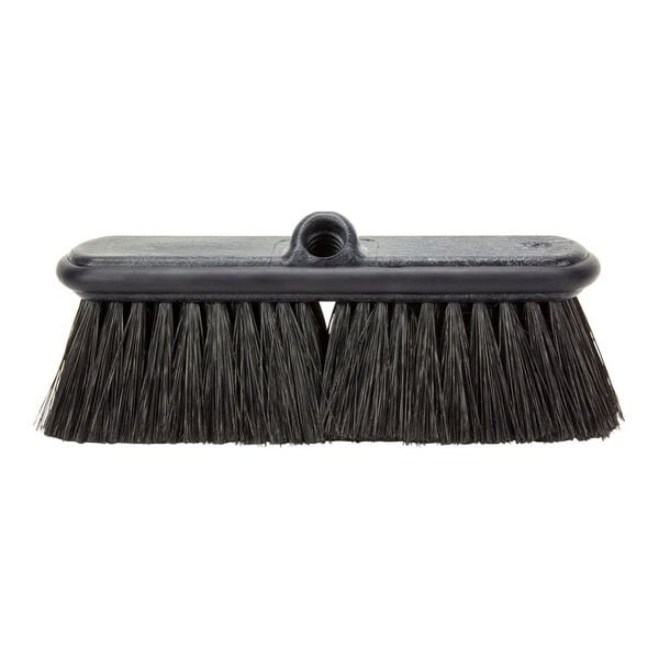 A black Carlisle Sparta Flo Thru Flagged Vehicle and Wall Cleaning Brush with black bristles.