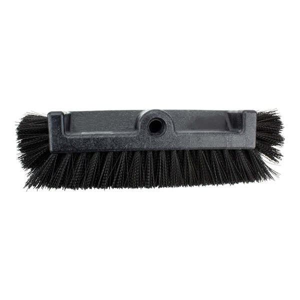 A close up of a Carlisle black floor scrub brush with black bristles.