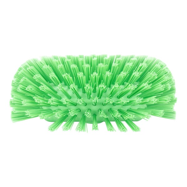 A close-up of a Carlisle Sparta lime green brush with polyester bristles.