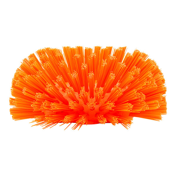An orange Carlisle Sparta tank and kettle brush with polyester bristles.