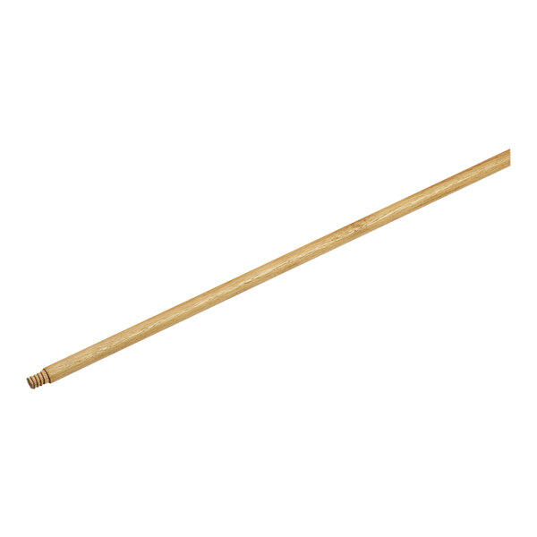 A Carlisle 60" threaded wood broom / squeegee handle. A wooden stick with a screw.