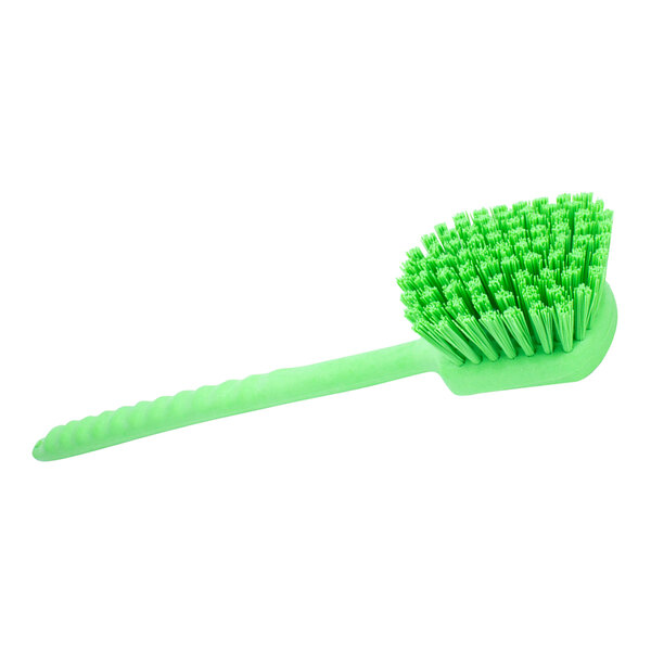 A Carlisle Sparta lime green utility brush with long handle and bristles.