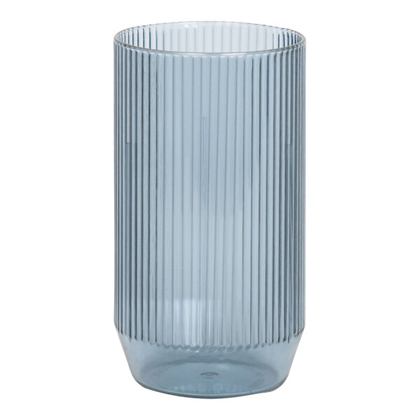 A clear SAN plastic rocks glass with a ribbed design.