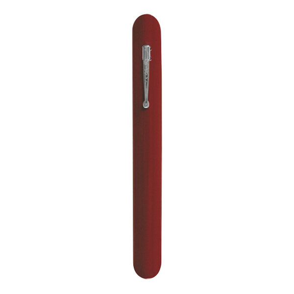 A red pen with a silver handle and tip.
