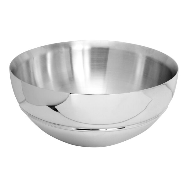 An Eastern Tabletop stainless steel bowl with a white background.