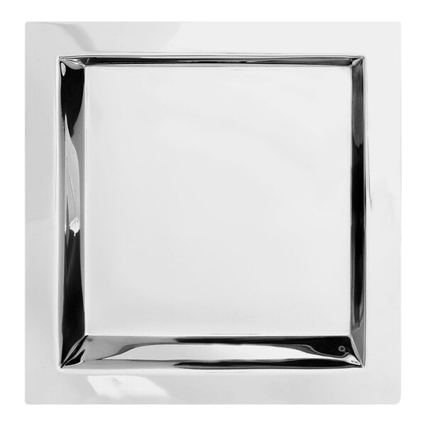 An Eastern Tabletop stainless steel square tray with a polished finish.