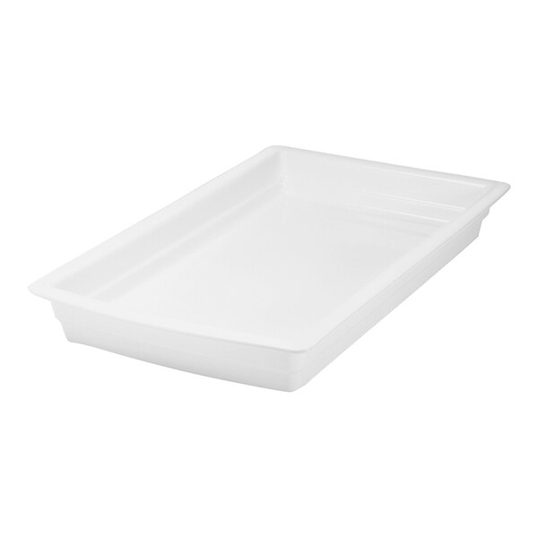 An Eastern Tabletop white rectangular porcelain food pan.