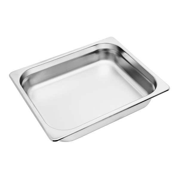 An Eastern Tabletop stainless steel rectangular food pan on a counter.