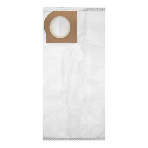 A white bag with a brown circle.