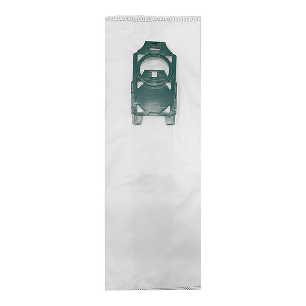 A plastic bag with a white top and a green circle in the middle.