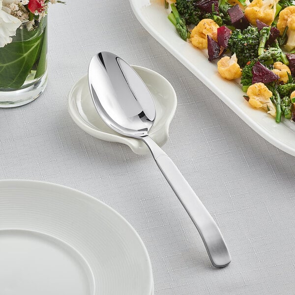 Acopa Skyscraper 9 1/8" 18/8 Stainless Steel Extra Heavy Weight Solid Serving Spoon