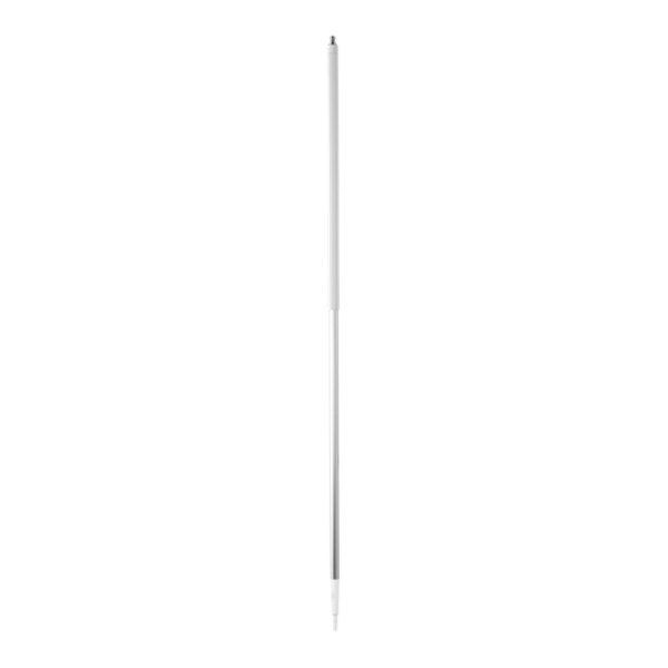 A white and silver threaded aluminum pole.