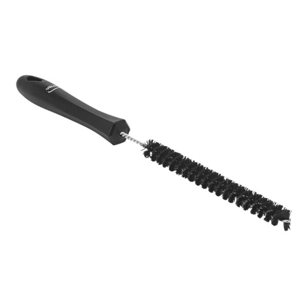 A black Vikan tube brush with a black handle.