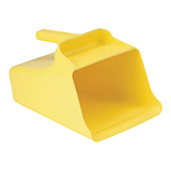 A yellow plastic Remco Mega Scoop with a handle.