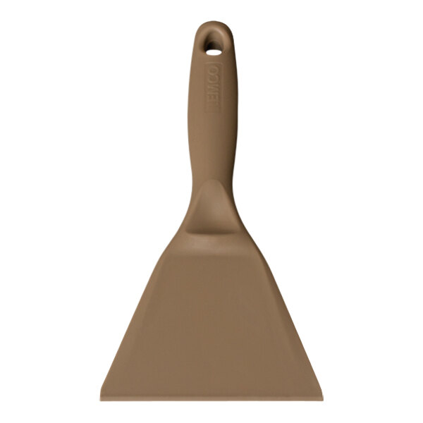 A close-up of a brown Remco polypropylene hand scraper with a handle.