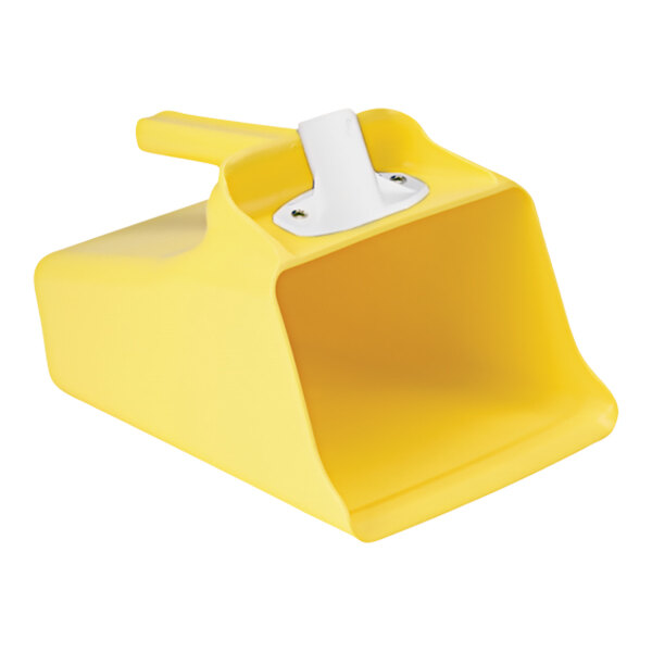 A yellow Remco polypropylene scoop with a white handle.