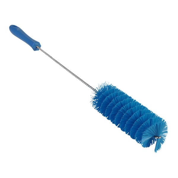 A blue Vikan tube brush with a long handle.