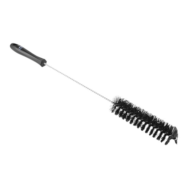 A Vikan black stiff polyester tube brush with a handle.