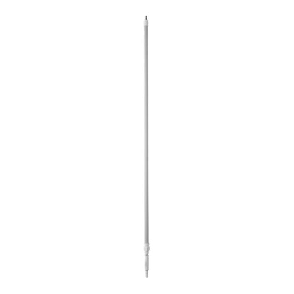 A white Vikan telescopic handle with a white quick-release metal tip.