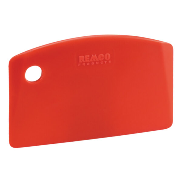 A red polypropylene Remco mini bench and bowl scraper.