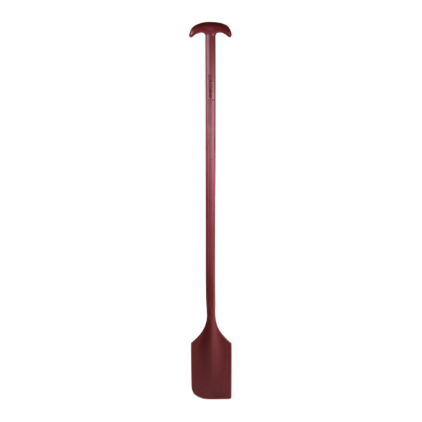 A long red Remco metal detectable polypropylene paddle with a handle.