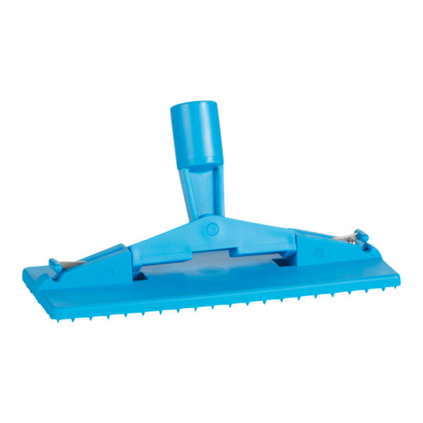 A blue plastic Vikan 9" scrub pad holder.