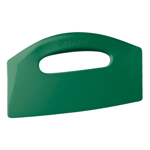 A Remco green bench scraper with an 8" green polypropylene handle.