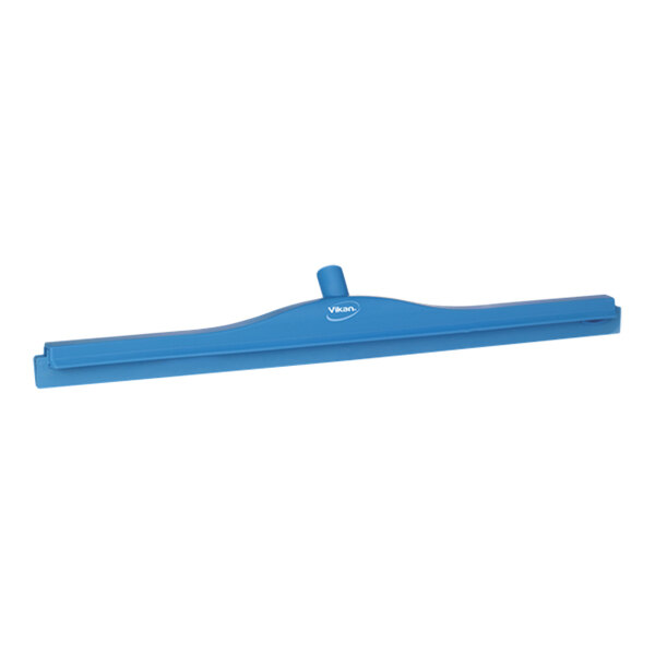 A blue Vikan floor squeegee with a blue plastic frame and handle.