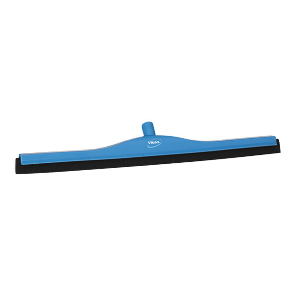 A blue Vikan floor squeegee with a black handle.