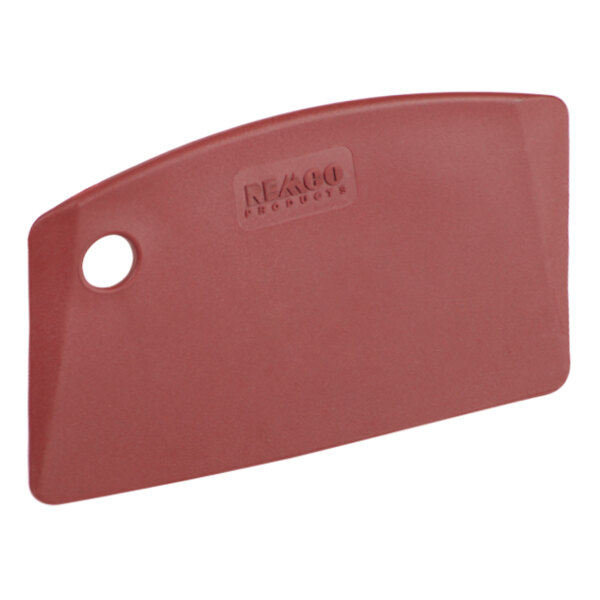 A red Remco metal detectable polypropylene bench scraper.