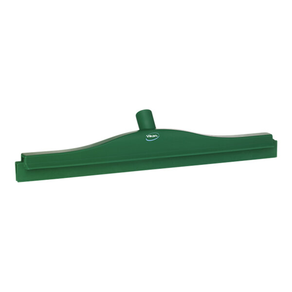 A green plastic Vikan floor squeegee with a green handle.