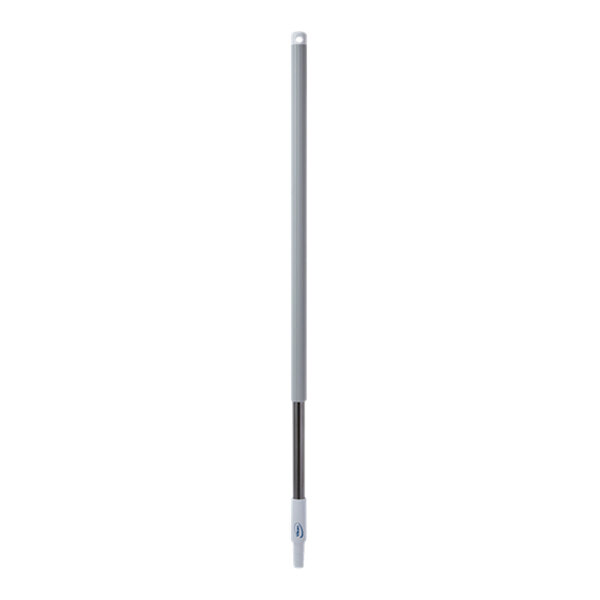 A long white stainless steel pole with a black stripe.