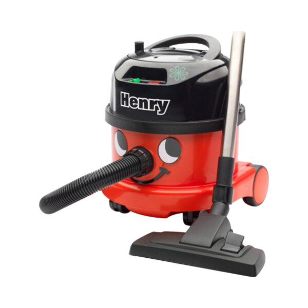 A red and black NaceCare Solutions Henry ProVac canister vacuum.