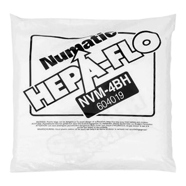 A white NaceCare HEPA-Flo bag with black text.