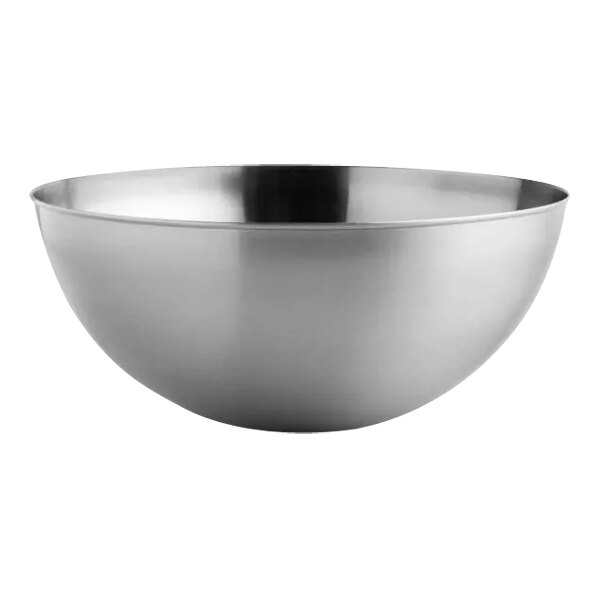 An Arcoroc stainless steel serving bowl on a white background.