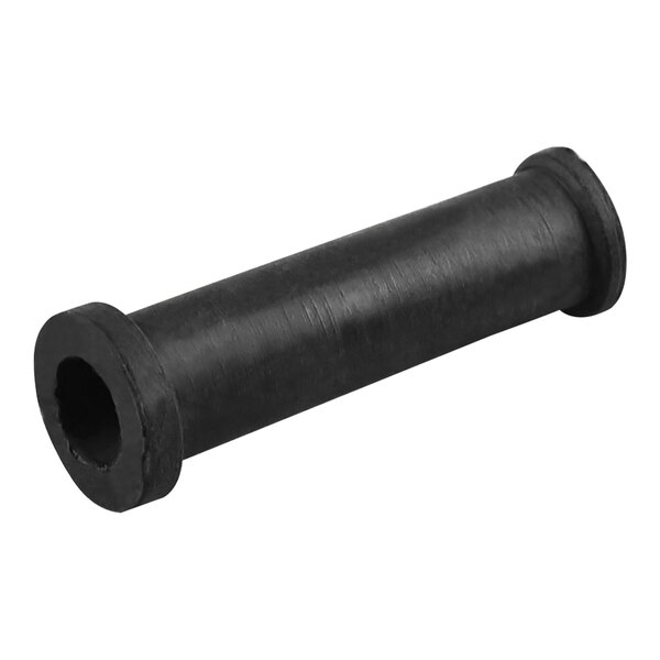 A black rubber grommet with a hole in it.