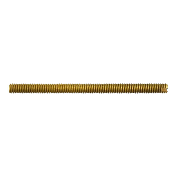 A long metal rod with a threaded gold screw.