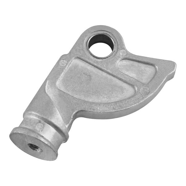 A silver metal CRB Cleaning Systems E27 lower handle connector part with a hole in it.