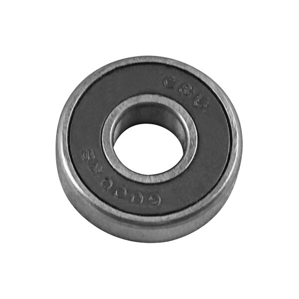 A round metal CRB Cleaning Systems ball bearing with a black ring on one side.