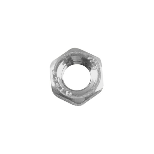 A close-up of a hexagon self-locking nut with white packaging.