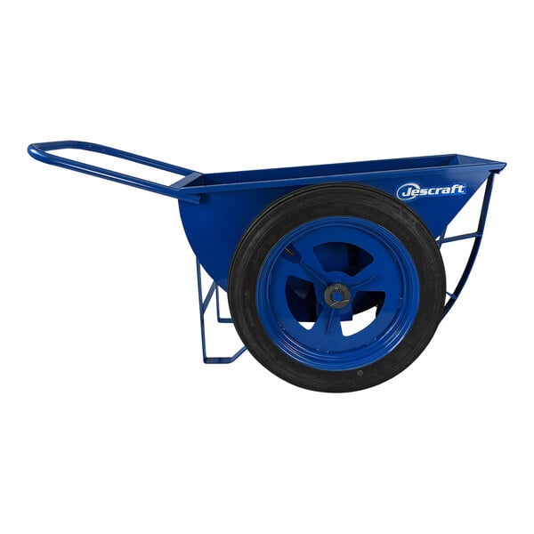 A Jescraft blue steel Georgia buggy with 26 1/2" steel wheels.